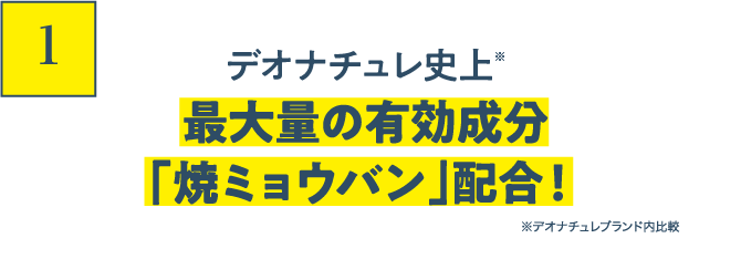 1 デオナチュレ史上最大量の有効成分「焼ミョウバン」配合！ ※デオナチュレブランド内比較
